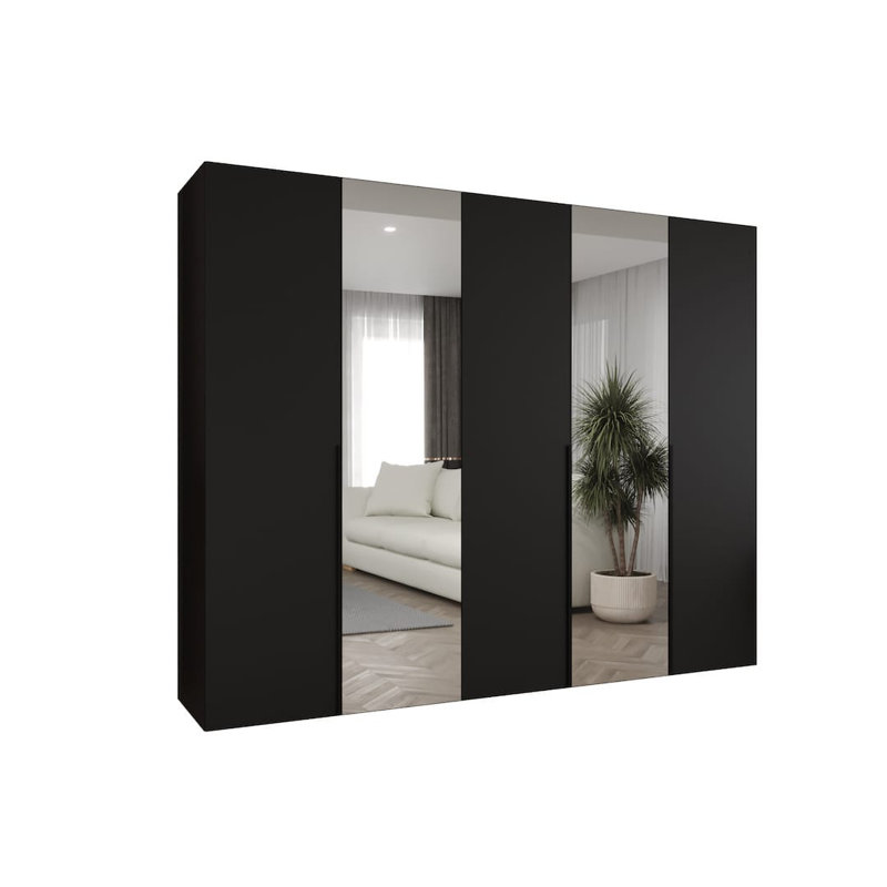 Bogins 4 Door Manufactured Wood Wardrobe, Black