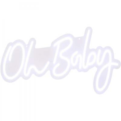 Oh Baby Neon Sign for Wall Decor, with Remote Control and Dimmable Switch for Baby Shower decorations, Birthday Party, Wedding Decor, 23.5x12 inches (Warm White)