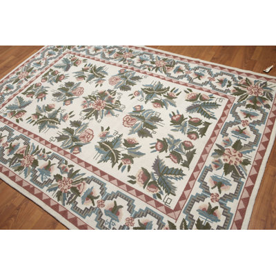 Ivory 6x9 Traditional Hand Knotted Wool Needlepoint Oriental Area Rug