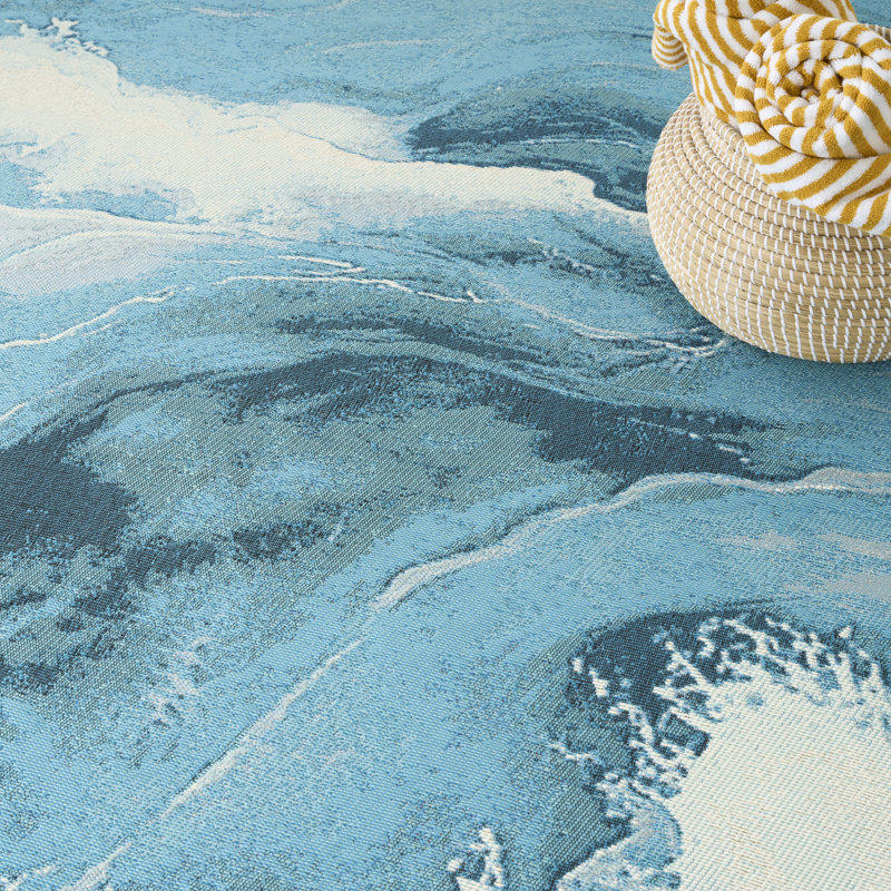 Nourison Color Splash 4' x 6' Ivory Blue Coastal, Nautical & Beach Rug, Rectangle 4' x 6'