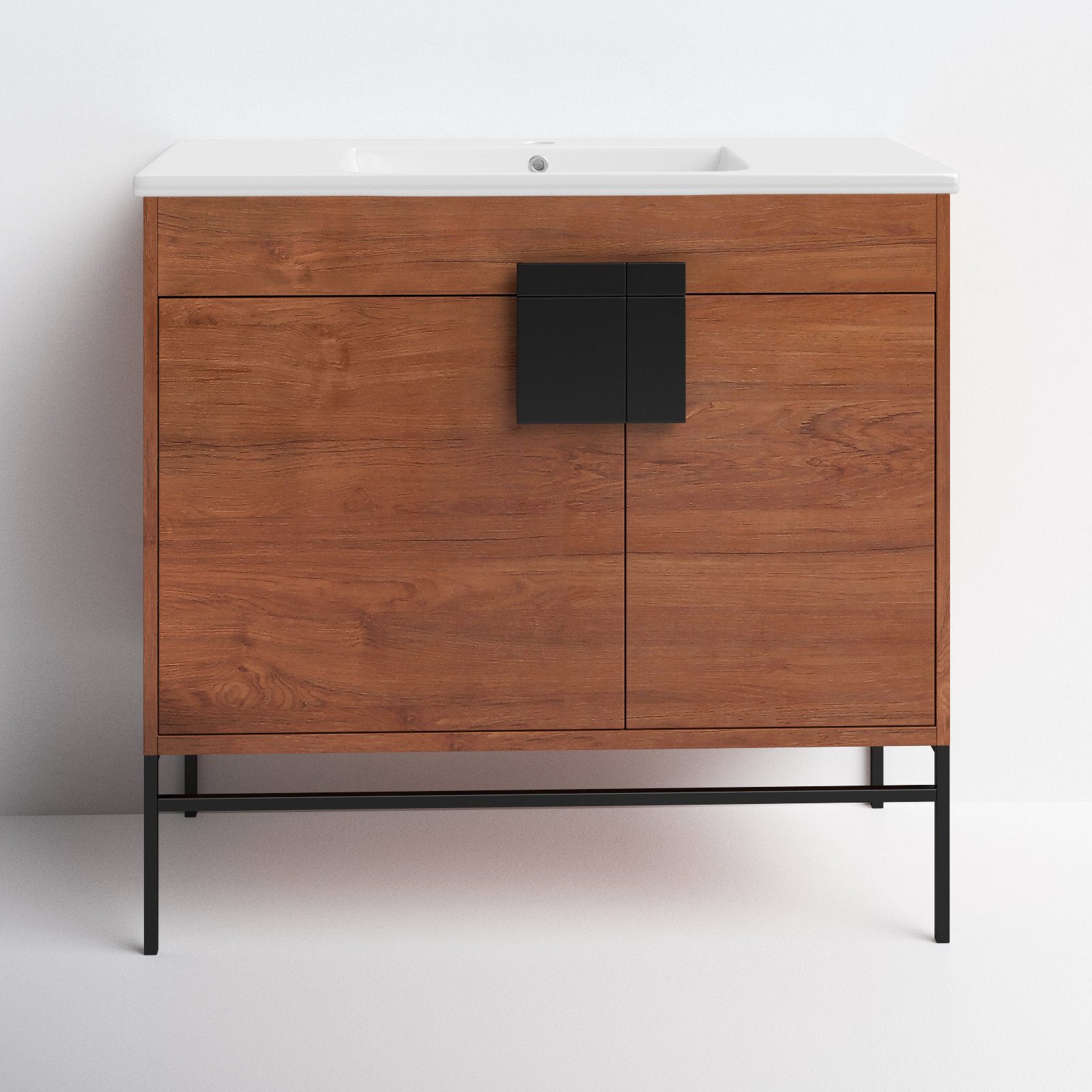 Maisie 36'' Single Bathroom Vanity, Black Matte, Walnut