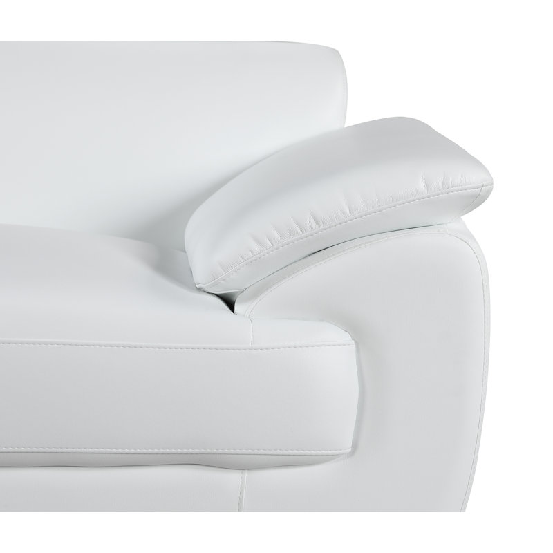 Causeuse en cuir véritable, H 39 po x l 69 po x P 38 po, Blanc