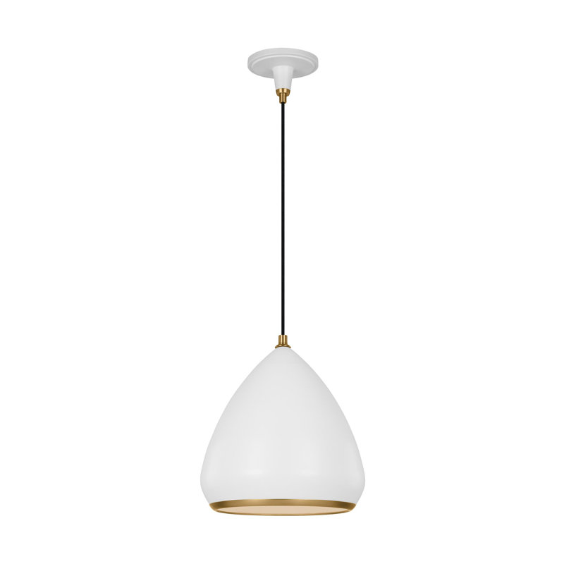 Matte White Teardrop Pendant Light with Aged Iron Shade