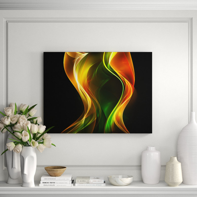 Flamme émeraude - impression sur papier, H 36 po x l 36 po x P 2,5 po, Acrylique