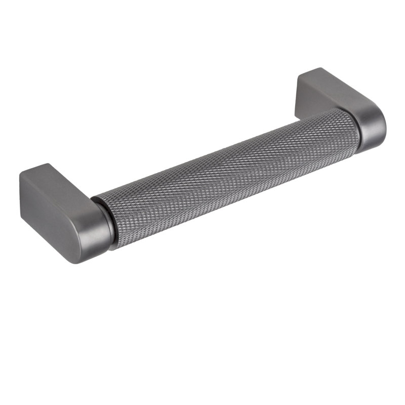Kent Knurled 4" Center to Center Black Nickel Bar Drawer Pull, 4", Black Nickel