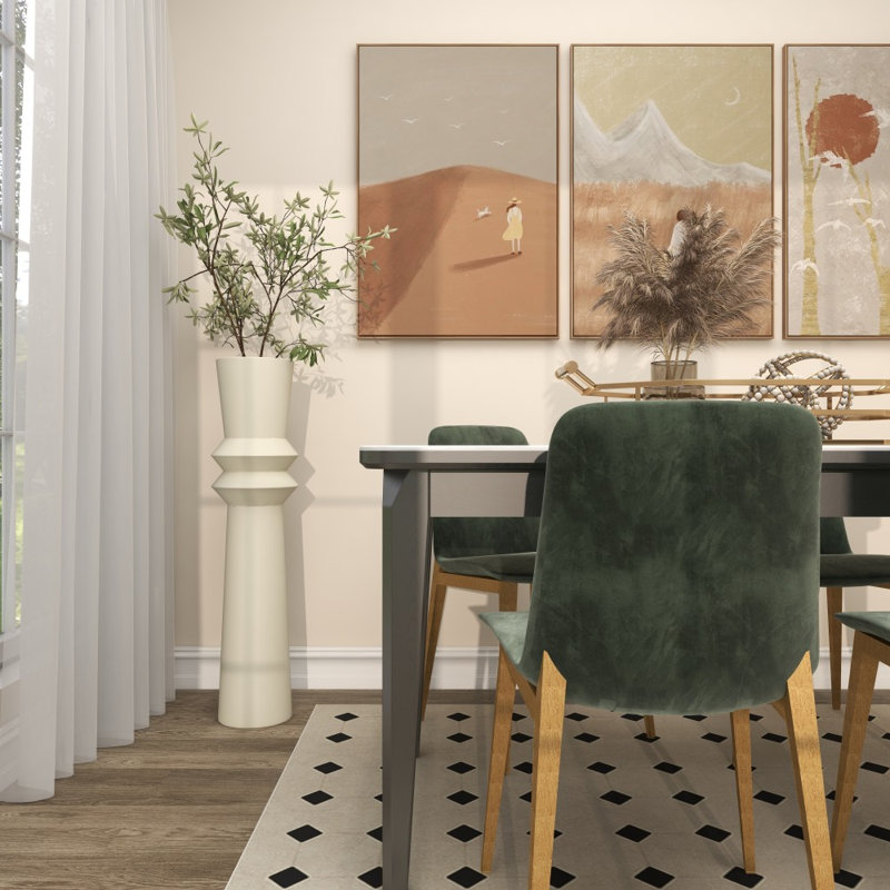 Grand vase de plancher en métal The Mable, H 37,8 po x l 8,5 po x P 8,5 po, Crème