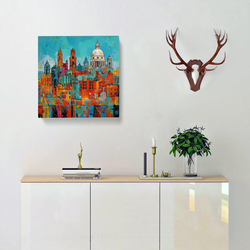 City Of Liverpool Expressionism - Wrapped Canvas - Framed Print, 35cm H x 35cm W x 3cm D