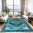 Machine Washable Indoor&Outdoor Area Rug Non-Slip Backing Green Vintage Low Pile Rug for Living Room Bedroom Dorm Hotel-1195937823