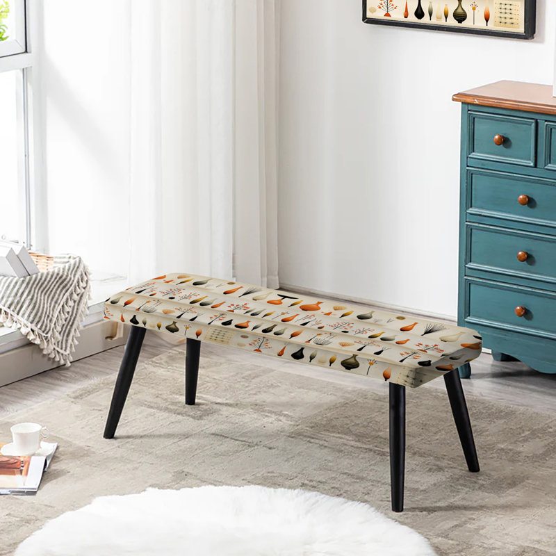 Danish Modern Sophistication II - Midcentury Upholstered Black Bench