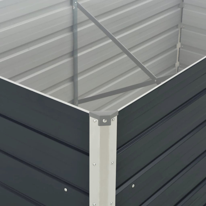 Alissa Metal Planter Box, 77 cm H x 160 cm W x 80 cm D, Anthracite