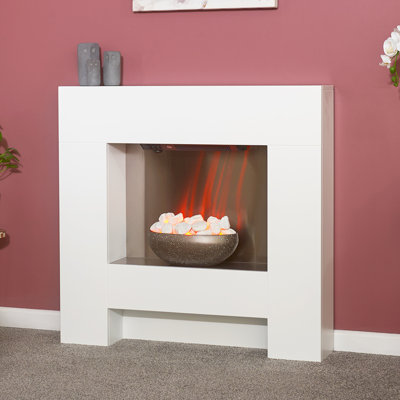 Cubist Adam 90.5cm W Pure White Electric Fireplace with 6824.28 BTU