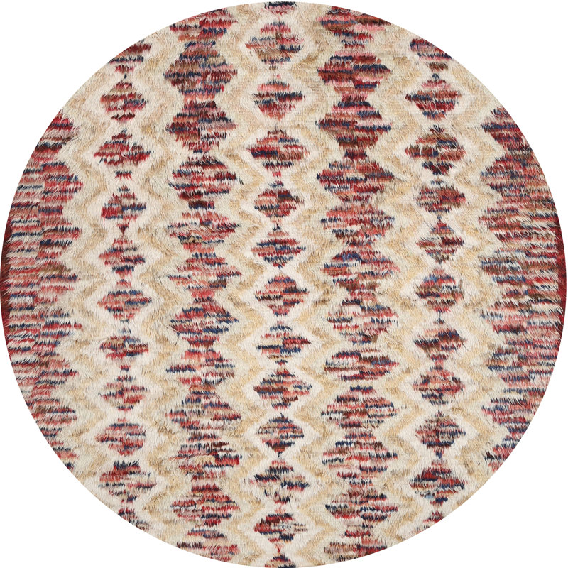 Tapis contemporain brun / crème, Rond 4 pi