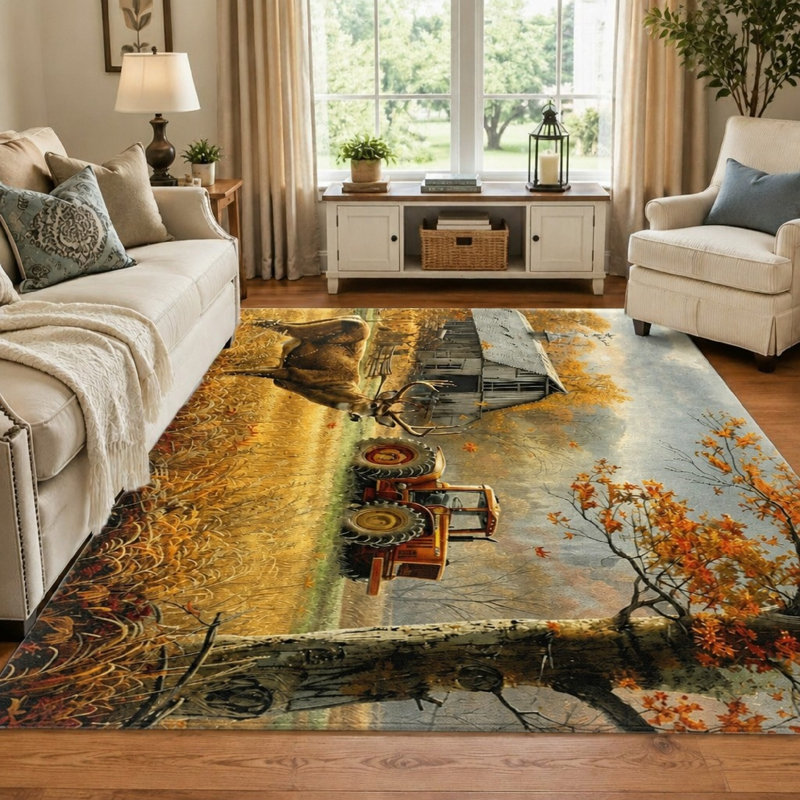 Tapis à motif de chevreuil à motif de ferme 1Pcs, W39.4 * L63in * 1 pièces