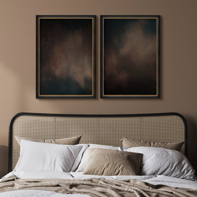 Ensemble de 2 encadrements muraux Premium Premium Fine Art Antique pour chambre à coucher 26 po x 36 po noir