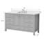 Meuble-lavabo 60 po en bois massif gris avec lavabo simple et tiroirs à fermeture en douceur