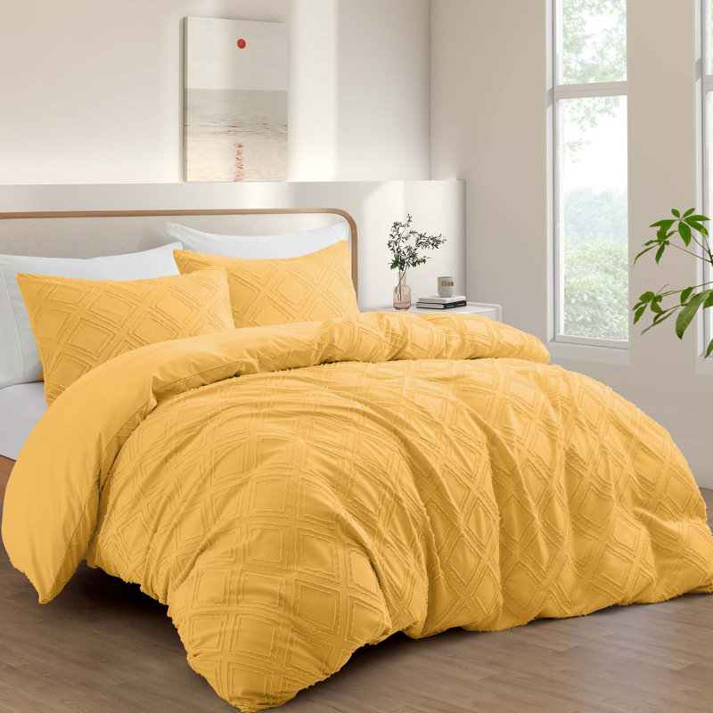 Bohemian Polyester Machine Tufted Duvet Cover, Teal Circle, Twin Duvet Cover + 1 Standard Pillowcase