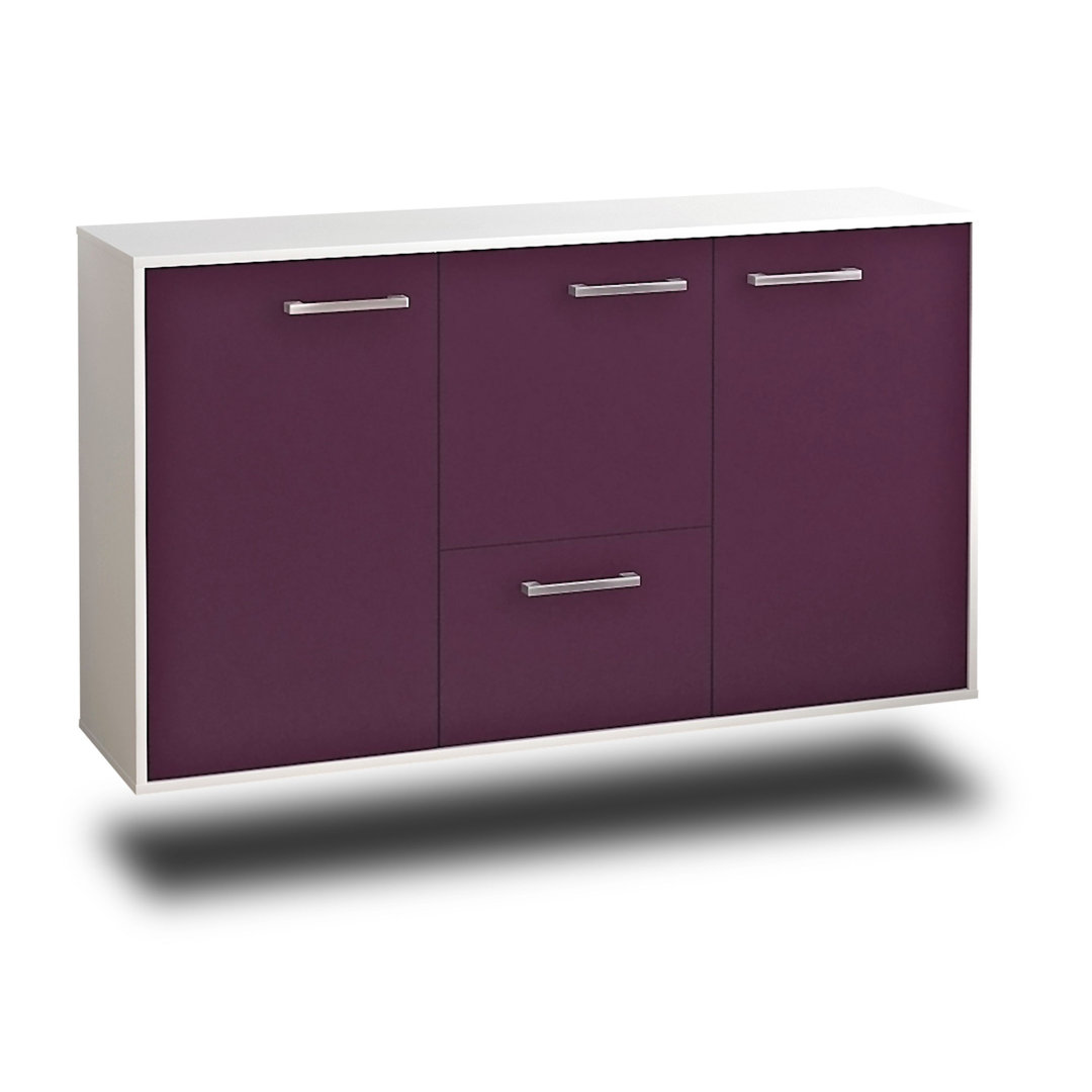 Sideboard Vancouver, Farbe: Beton/Weiss, Fliegend/Metallgriffe, Größe: 136x79x35cm