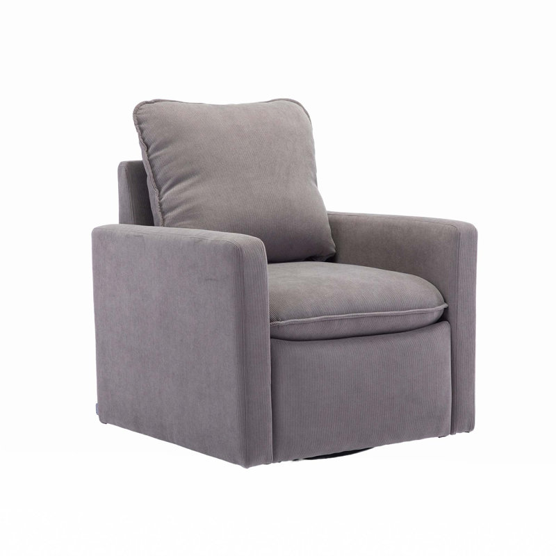 Fauteuil d'appoint pivotant rond Shetter, Velours gris velours