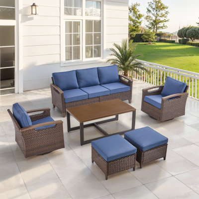 Ensemble de conversation pour terrasse 6 pièces avec table basse Arundel