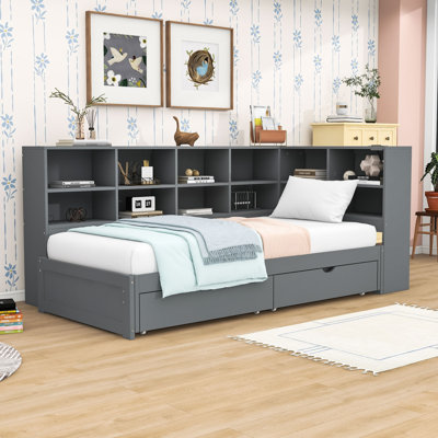 Twin XL to King Size Daybed with Storage, LED Lights, and Built-in Charging Station