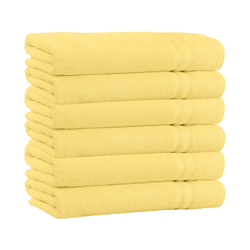 4 Pack 100% Cotton Bath Towels, Yellow