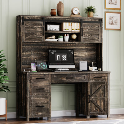 61'' W Executive Desk With Drawers And Power Outlets