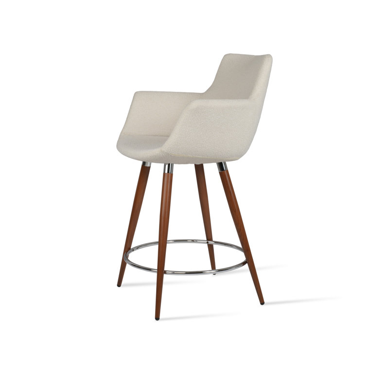 Tabouret de bar et de comptoir Bottega Ana, Beige, Noyer, Tabouret de bar (siège d'une hauteur de 29 po)