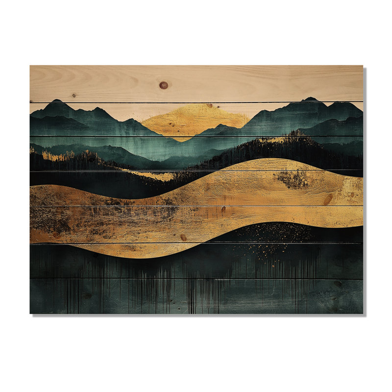 «Sunrise On Forest And Peaks Solitude Horizon III», impression de paysage abstrait, H 10 po x l 20 po x P 0,78 po