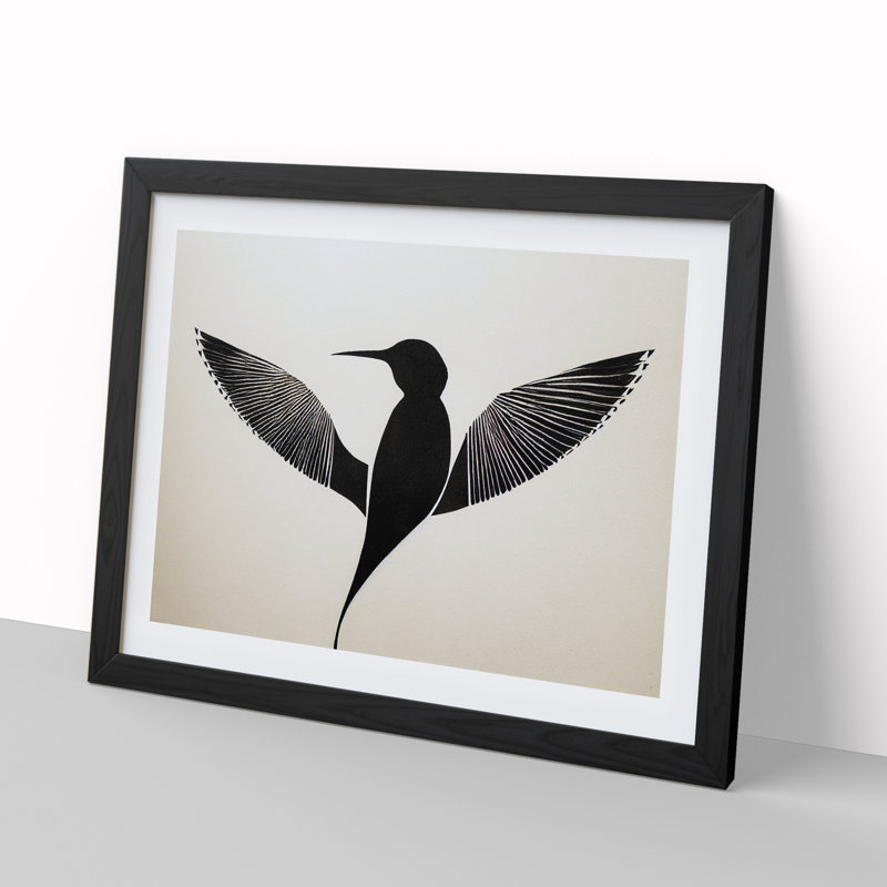 Sparkling Abstract Bird - Single Picture Frame Print, 46cm H x 64cm W x 2cm D, Black