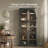 67" Storage Cabinet, 6 Shelf Glass Bookshelf, Ebony-1311693188