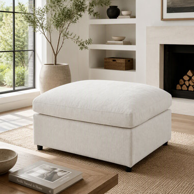 Canapé modulaire de 130,3 po avec repose-pieds mobile, canapé en chenille 4 places avec structure en bois massif, canapé moderne à assise profonde pour salon et appartement, comprend 1 coussin décoratif