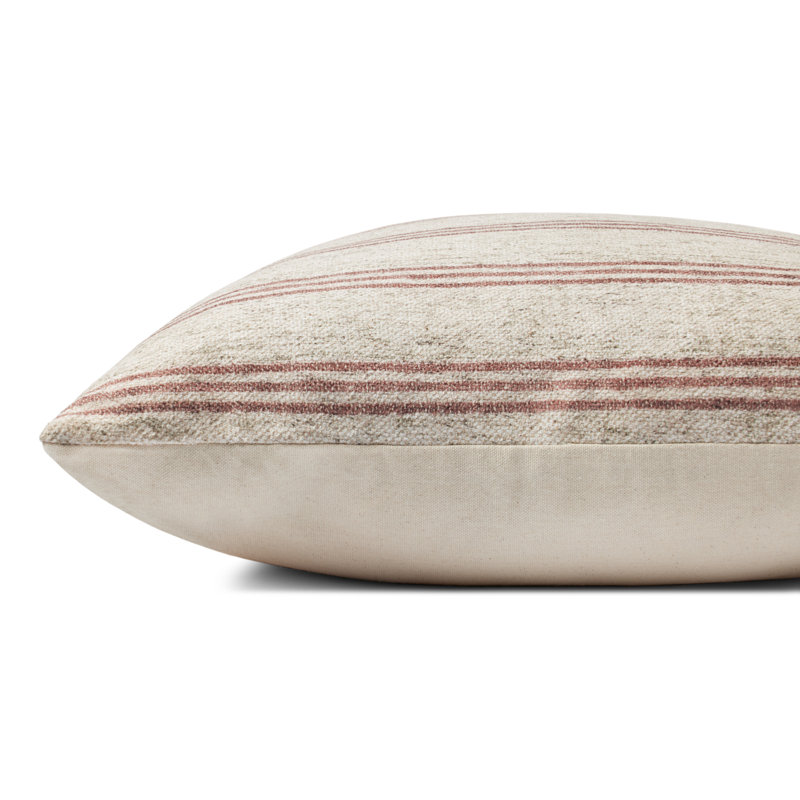 Coussin Amber Lewis x Loloi Zephyr, Naturel / vin, 22 po x 22 po, Housse de coussin seulement - sans coussin