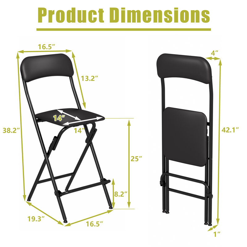 Vinyl Padded Banquet Folding Chair Folding Chair Set, Black