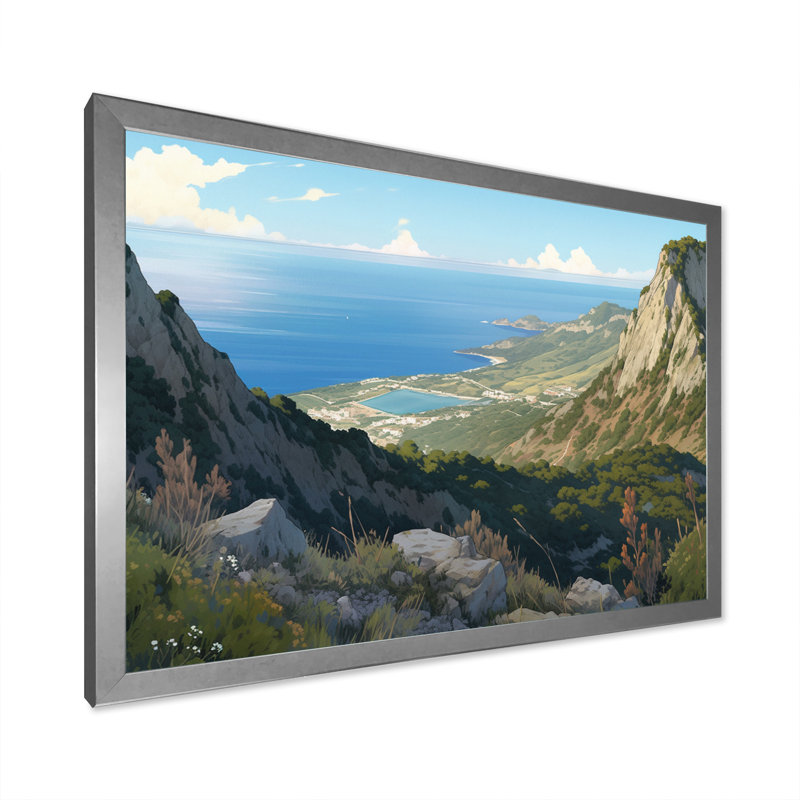 «Rocky Coastal Tones» sur toile, H 34 po x l 44 po x P 1,5 po, Cadre simple argenté