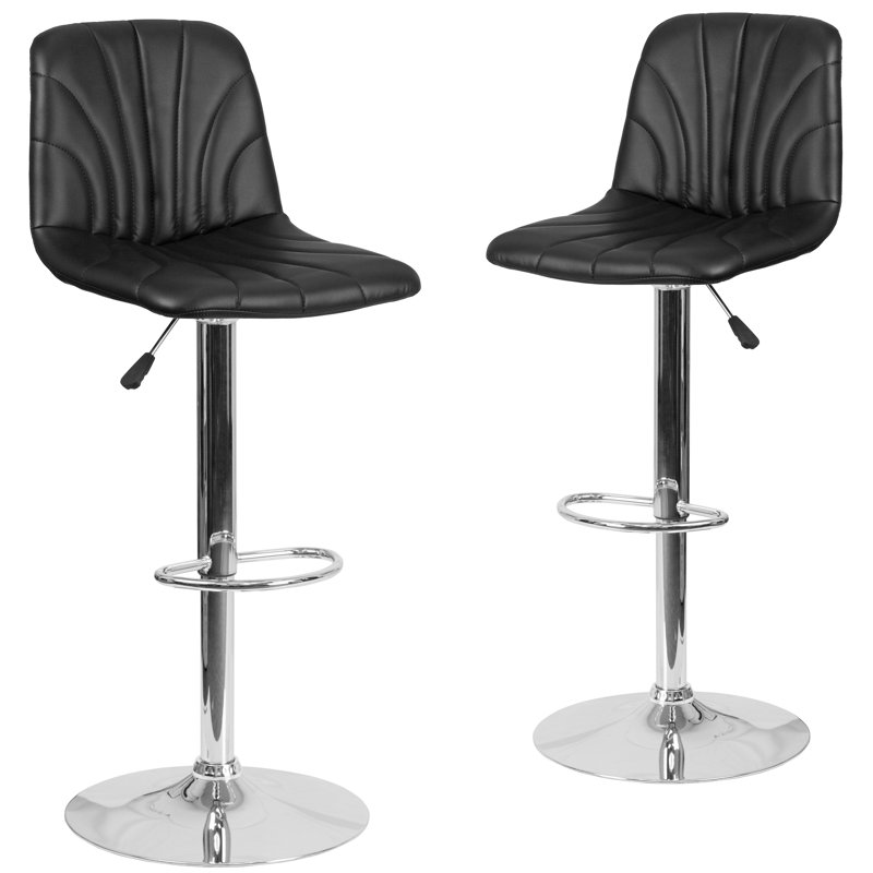Tabouret de bar réglable en vinyle Gruber, Noir