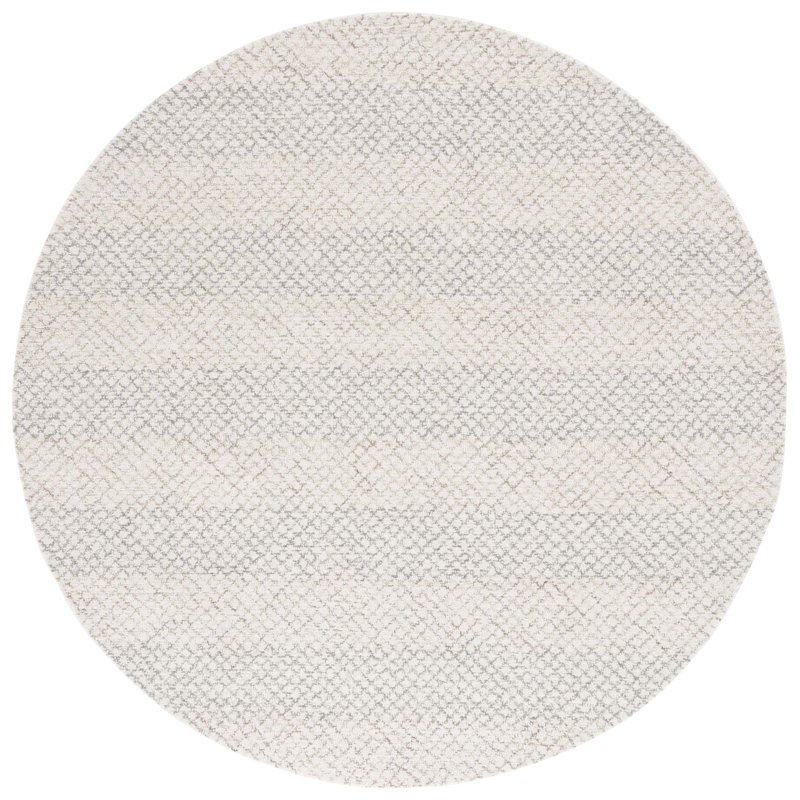 Diane Hand Tufted Wool Cotton Geometric Rug in Ivory/Beige, Round 6'