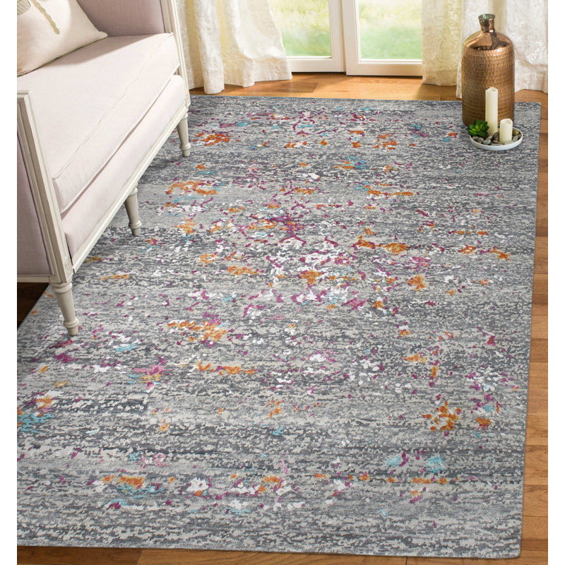 Essence Abstract Area Rug in Pink, Rectangle 10' x 14'