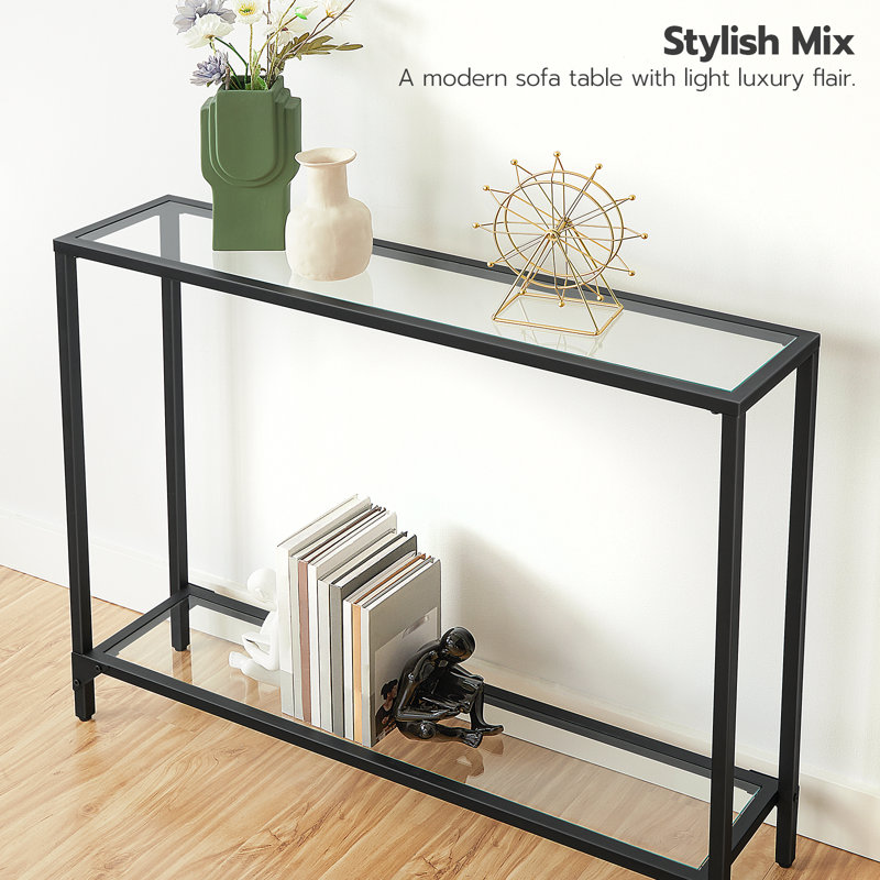 Mixed Metal Glass-top Console Mixed Metal Glass-top Console