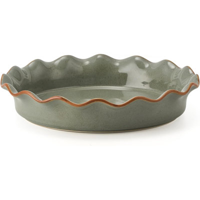 10.5 Inch Ceramic Deep Pie Pan, Scratch-Resistant Crystallized Glaze, Oven Microwave Dishwasher Safe Quiche Baking Dish