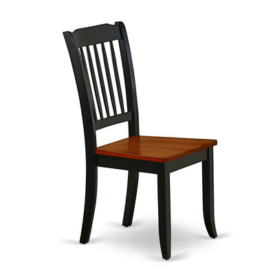 Danbury Dining Room Chairs - Slat Back Solid Wood Seat Chairs, Set of 2, Black & Cherry
