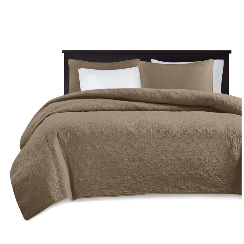 Courtepointe pour lit double / grand lit - Conception réversible. Coton rembourré pour plus de confort. Style de courtepointe. Comprend et 2 taies décoratives assorties. Lavable à la machine avec une chambre à coucher moderne et élégante. Livré en deux