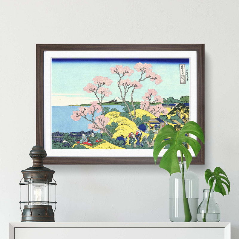 Gotenyama Hill Garden by Katsushika Hokusai - Picture Frame Painting Print, 36cm H x 48cm W x 2cm D, Walnut Framed