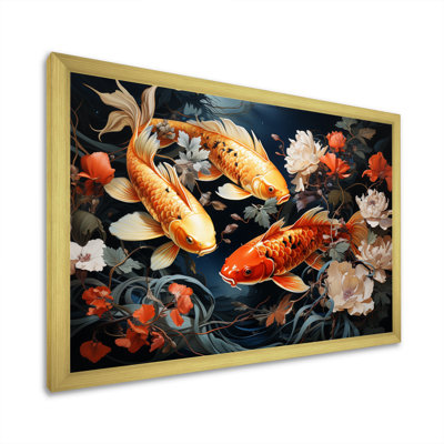 Japon Art Golden Koi I - Art mural japonais, salon