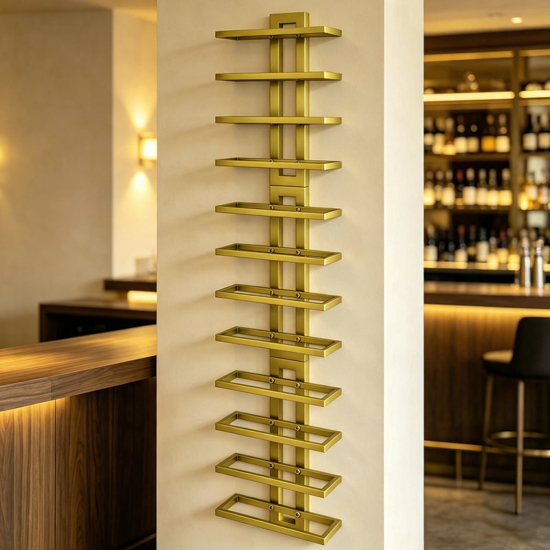 Wall Mounted Wine Rack 12 Bottle, Gold