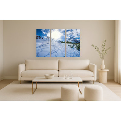 Ensemble d'art mural en verre trempé sans cadre Alpine Serenity - 60 po x 40 po - ensemble de 3