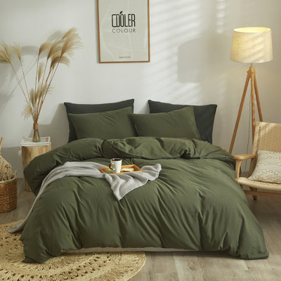 Ensemble de housse de couette douce en coton délavé Boho