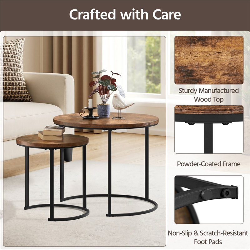 Parkgate Nesting Coffee Table, Rustic Brown