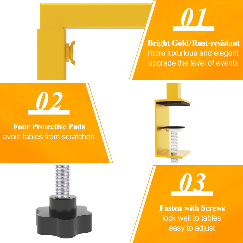 Over The Table Rod Stand with Clamps Adjustable, Gold