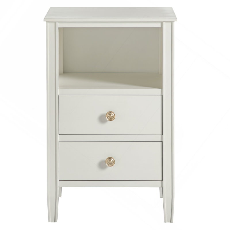 2-Drawer Storage Nightstand - Antique White, White