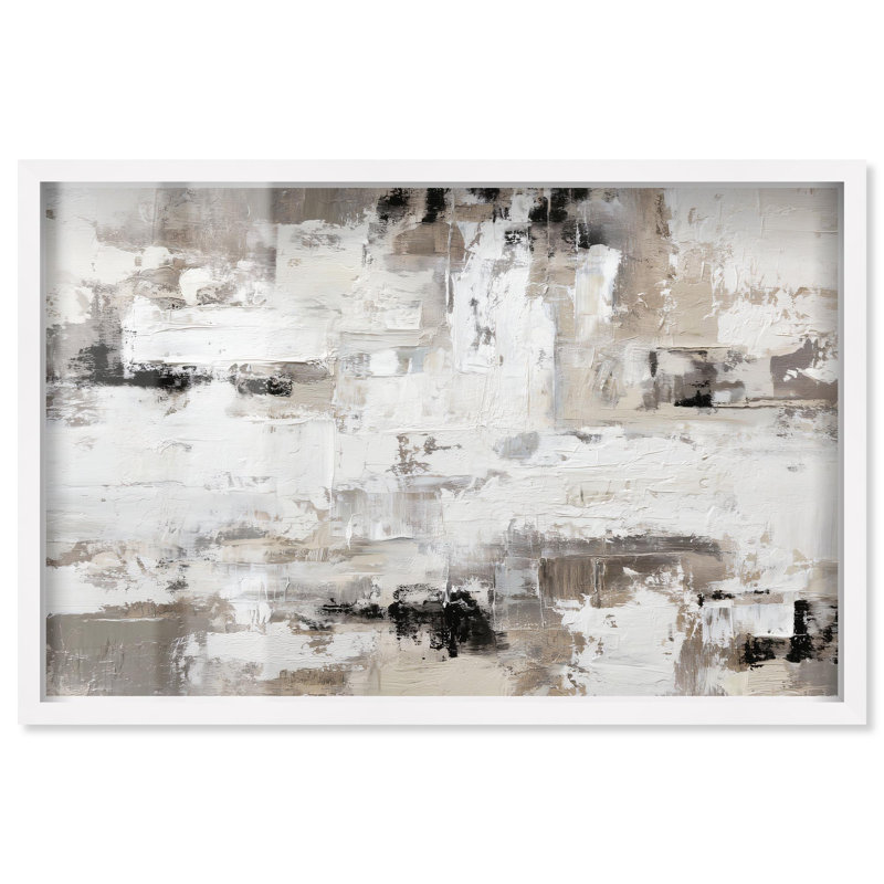 Art mural moderne en béton abstrait I Shadowbox Print par Art Remedy, cadre blanc, 46 x 31, Cadre blanc, H 31 po x l 46 po